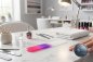Preview: Pediküre-Glasfeile, doppelseitig, geätzt in gehärtetem Glas, magenta/violett mit Glitter, im Etui, Länge: 13,5 cm