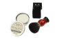 Preview: Holder for Shavingbrush black with shaving brush red/black with Synthetikhair, Shaving soap in an aluminum can