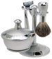Preview: Shaving Set  Mach3, pure badger brush,  Plastic, silver,  With mug,  Hight: 17cm