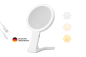 Preview: Hand- und Stellspiegel weiß, 10-fach/1-fach Vergrösserung mit LED-Beleuchtung