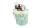Preview: Beauty travel bag, turquoise/white stripes, empty, Height 23,5 cm