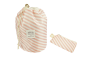 Preview: Beauty travel bag, pink/white striped, empty, Height 23,5 cm