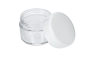 Preview: Cosmetic Jar, empty, Plastic, white cap, for 20 ml, Ø 4 cm, Height: 3,2 cm