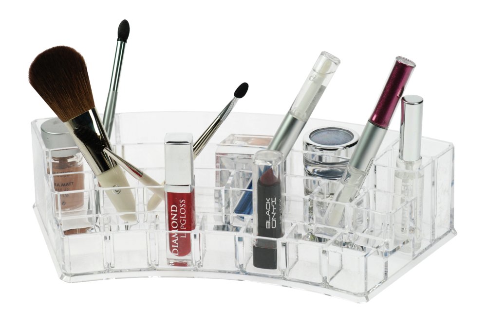 Kosmetik-Organizer, Acryl, halbrund, leer, Maße: 28,2 x 11,9 cm, Höhe 6,5 cm