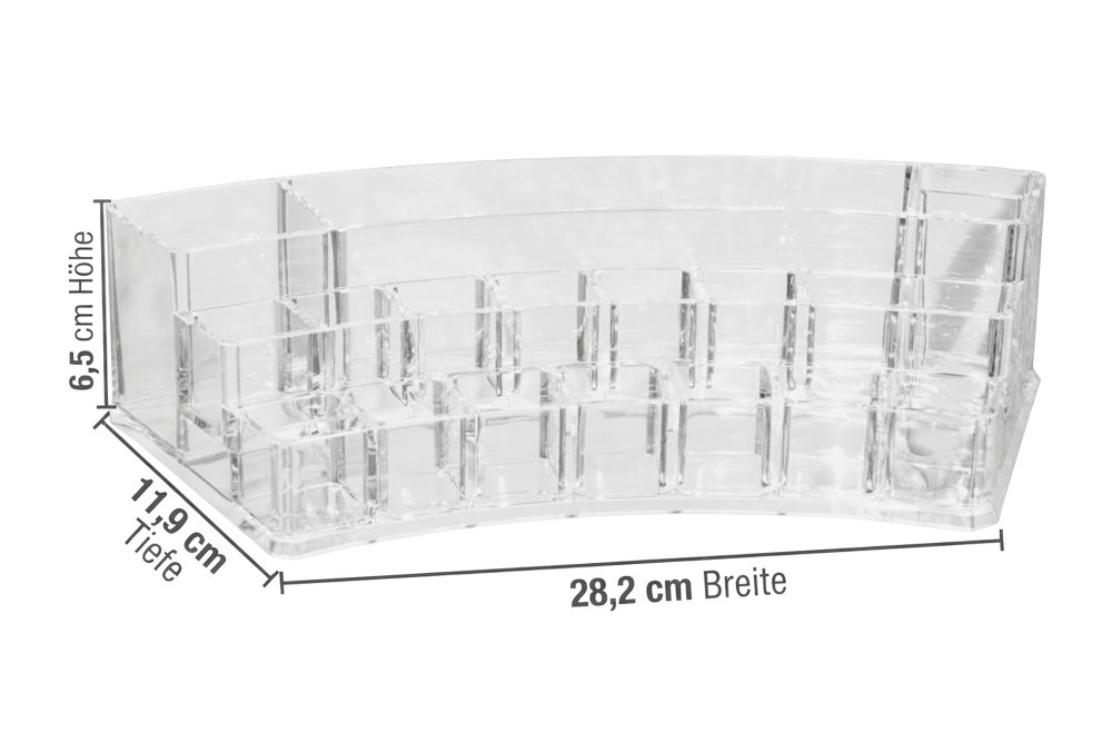 Kosmetik-Organizer, Acryl, halbrund, leer, Maße: 28,2 x 11,9 cm, Höhe 6,5 cm