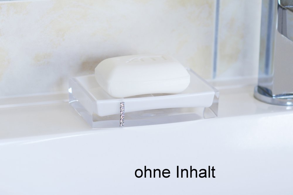 Soap dish, white. Crystal collection, Size: 13 x 9 cm, Higth: 3 cm