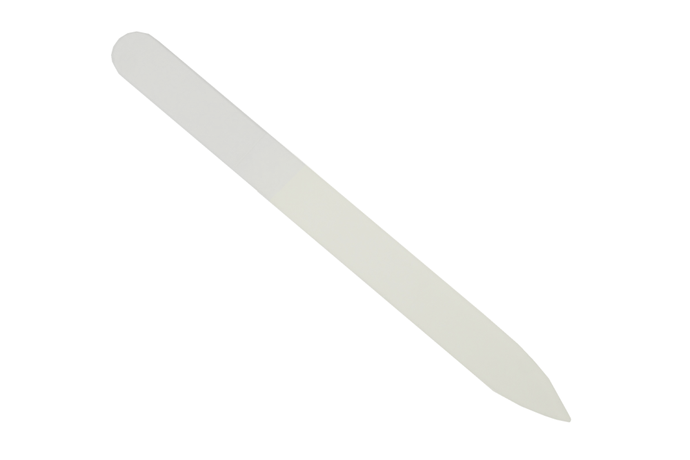 Double side hardglass nailfile, White, in white plastic case, Length: 13,5 cm