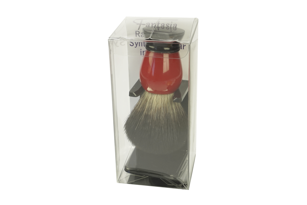 Holder for Shavingbrush black with shaving brush red/black with Synthetikhair
