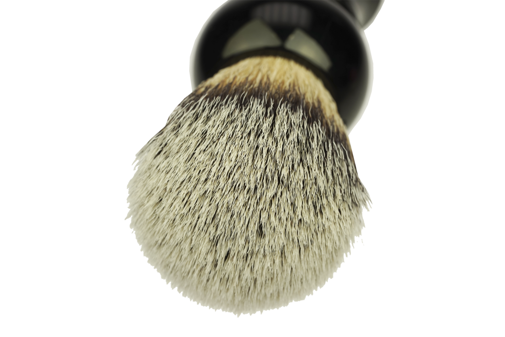 Shaving brush holder metal black with shaving brush black with Synthetikhair