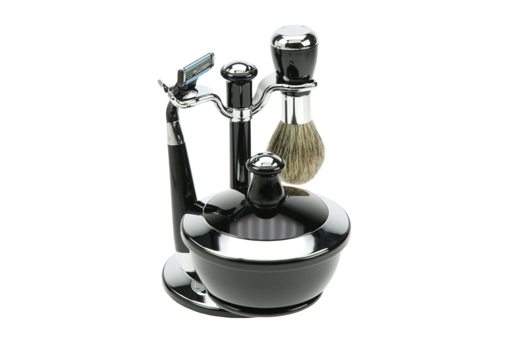 Shaving Set, Plastic, black