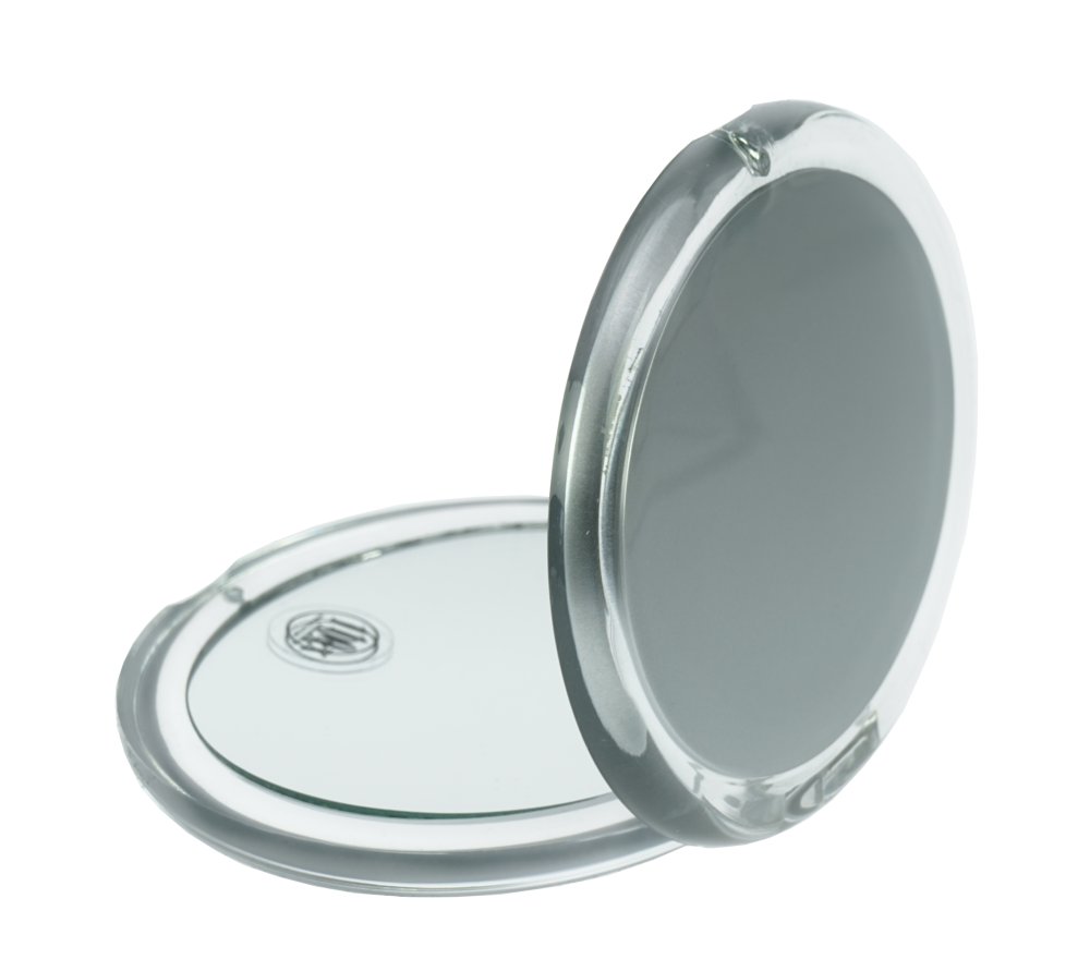 Klappspiegel, oval, Kunststoff, 10-fach Vergrösserung, mit Etui, 12,5 x 9,5 cm