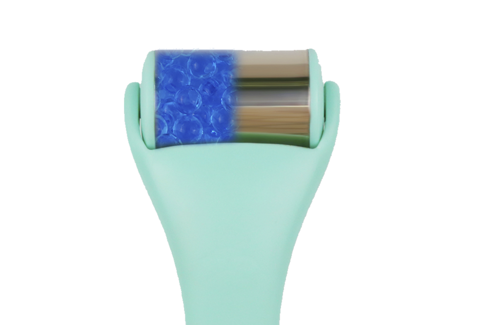 Ice-Roller mit Edelstahl-Rolle gefüllt mit Kühlperlen Länge: 17 cm