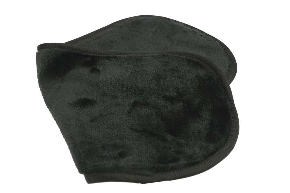 Gesichtsreinigungs-Tuch aus Microfaser, schwarz, in Klarsicht-Tasche, Maße: 38 x 17 cm