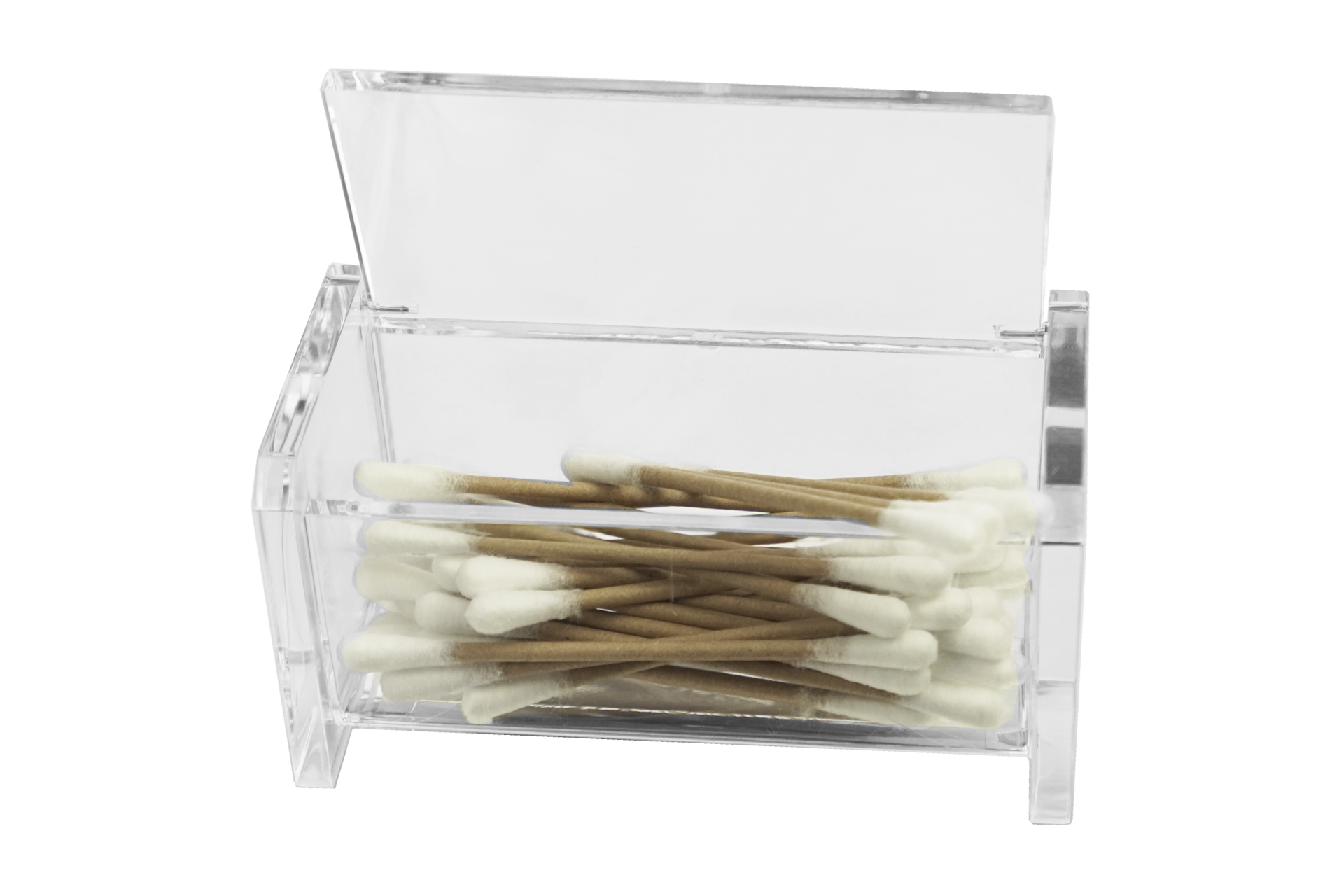 Wattestbchen-Box mit Deckel, Acryl, leer, Mae: 10 x 5,1 x 5,1 cm