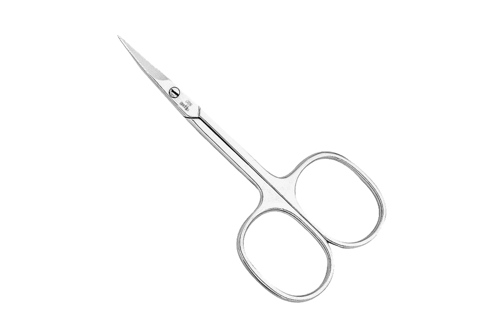 Hautschere mit gebogener Spitze, vernickelt, Linkshänder Schere