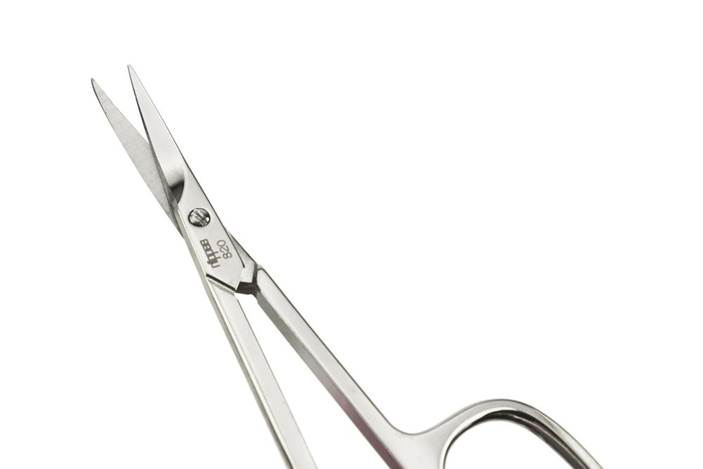 Hautschere mit gebogener Spitze, vernickelt, Linkshänder Schere