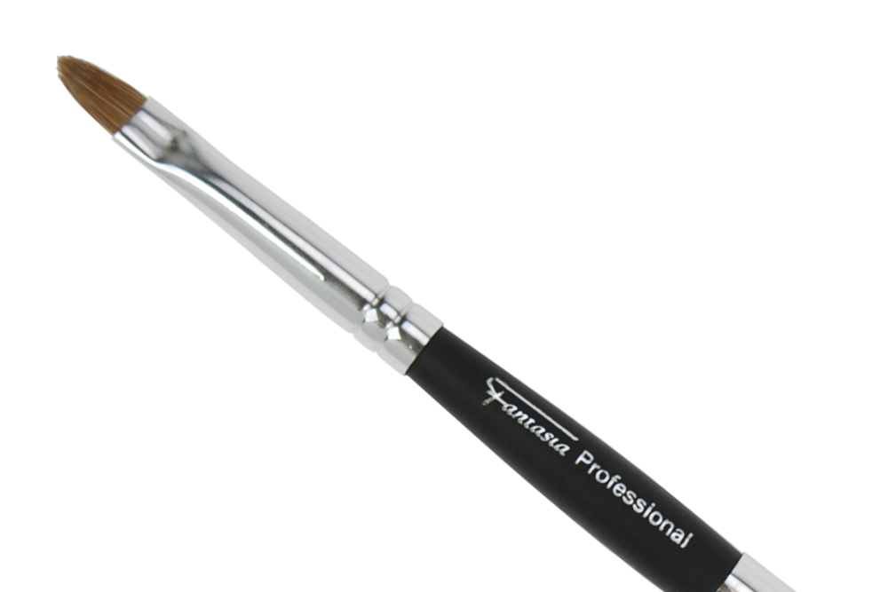Lippenpinsel, flach, oval, Synthetikhaar einsteckbar in Hülle, Länge: 10,5 cm