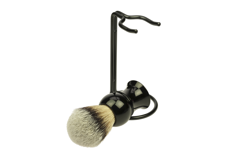 Shaving brush holder metal black with shaving brush black with Synthetikhair