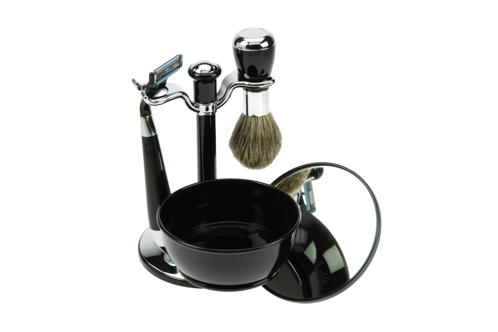 Shaving Set, Plastic, black
