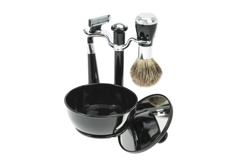 Shaving Set, Plastic, black