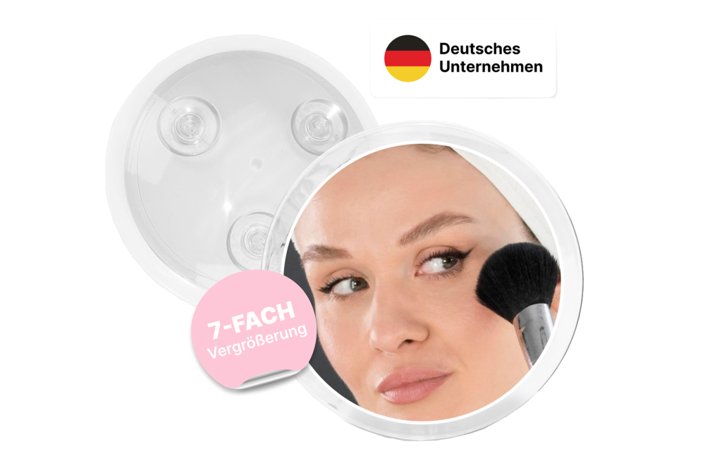 Spiegel mit 3 Saugnäpfen, Kunststoff, 7-fach-Vergrösserung, Ø 23 cm