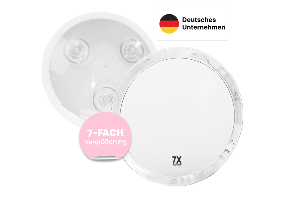 Spiegel mit 3 Saugnäpfen, Kunststoff, 7-fach-Vergrösserung, Ø 23 cm