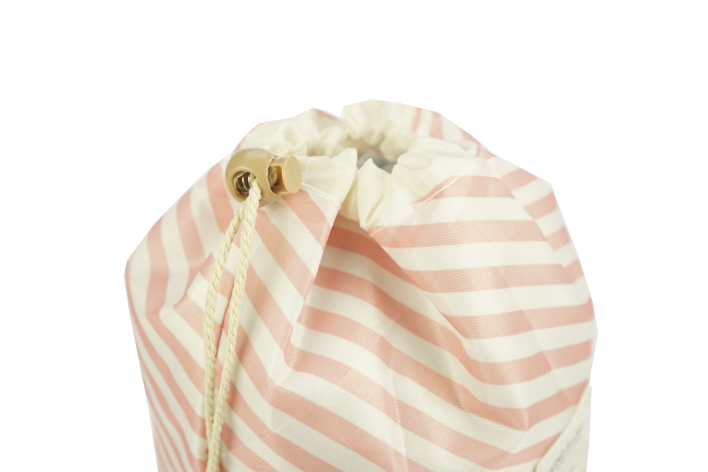 Beauty travel bag, pink/white striped, empty, Height 23,5 cm