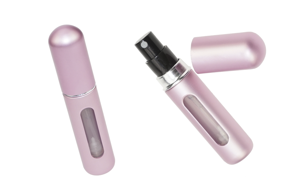 Taschenzerstäuber, matt pink für 5 ml, mit Füllautomatik und Sichtfenster