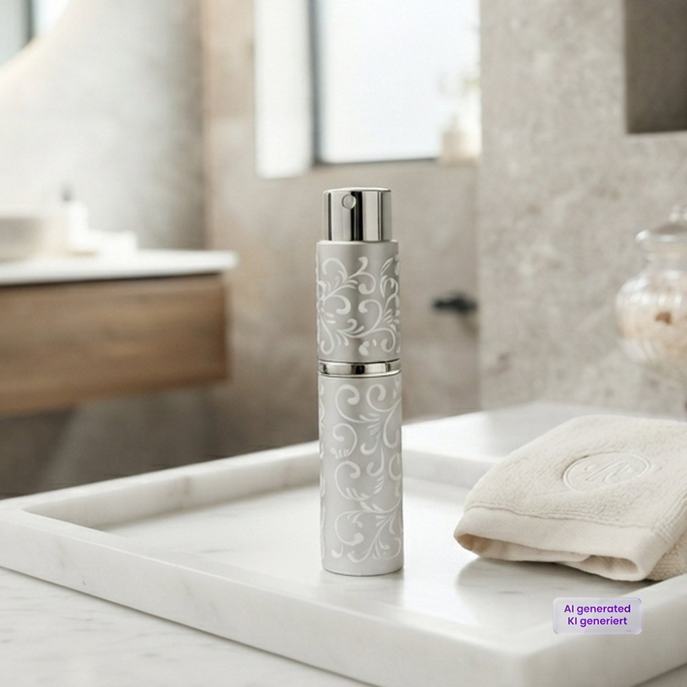 Taschenzerstäuber, Aluminium, Silber, eindrehbarer Zerstäuberkopf für 10 ml, Höhe: 9,5 cm