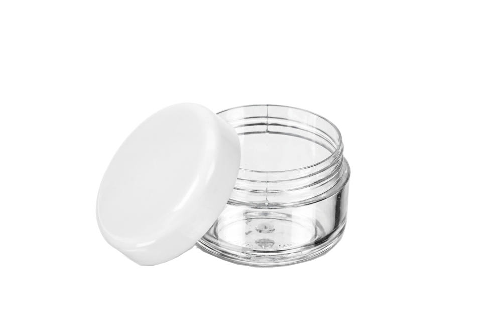 Kosmetik-Dose, Kunststoff, weißer Deckel, für 6 ml, Ø 2,9 cm, Höhe: 2 cm
