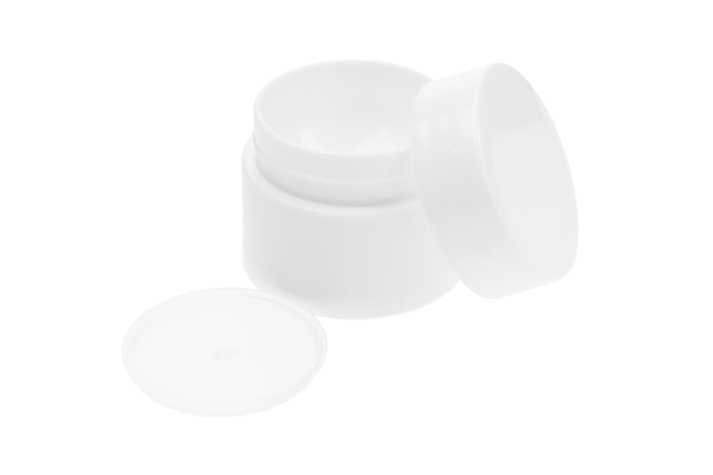 Kosmetik-Dose, Kunststoff, weiß mit Innendeckel, für 3 ml, Ø 3,2 cm, Höhe: 2,7