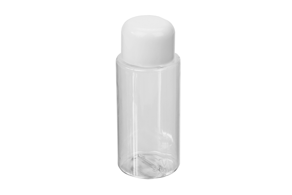 Cosmetic Bottle, empty, Plastic, white cap, for 55 ml, Ø 3,5 cm, Height: 8,5 cm