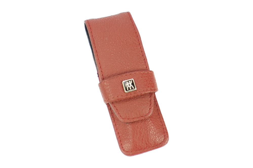 Twin Pocket Case Manicure Set Cowhide Red 2pcs 
