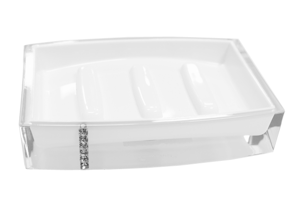 Soap dish, white. Crystal collection, Size: 13 x 9 cm, Higth: 3 cm