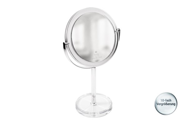 Standspiegel Acryl mit Metallhalter, 10-fach Vergrösserung, Ø 16 cm, Höhe: 30,5 cm