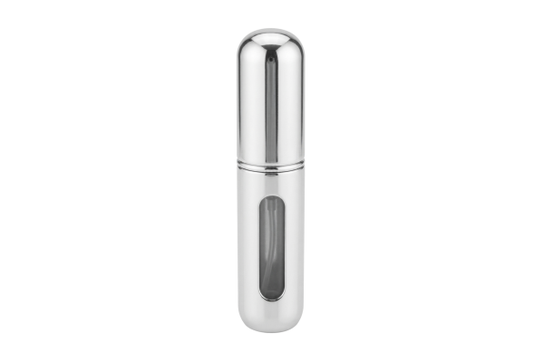 Taschenzerstäuber, silber glänzend für 5 ml, mit Füllautomatik und Sichtfenster