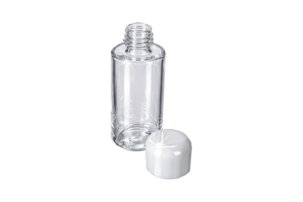 Kosmetikflasche, Kunststoff, weißer Deckel, für 55 ml, Ø 3,5 cm, Höhe: 8,5 cm