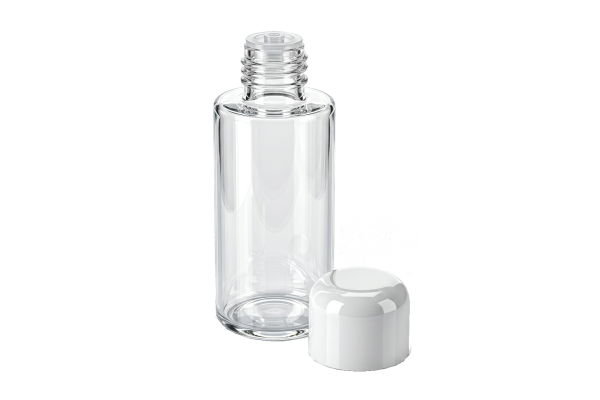 Kosmetikflasche, Kunststoff, weißer Deckel, für 100 ml, Ø 3,8 cm, Höhe: 11,5 cm